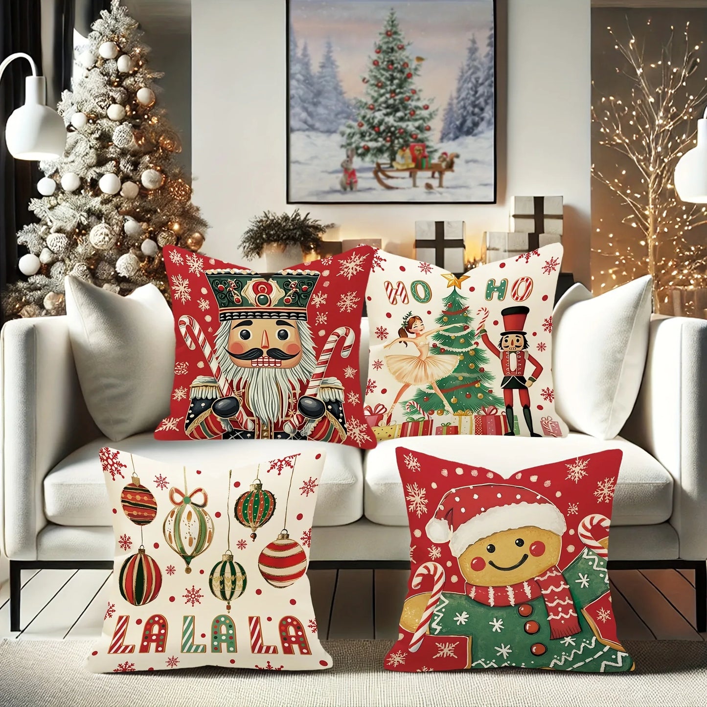 Festive Christmas Pillowcases – Nutcracker, Gingerbread & Ornament Print