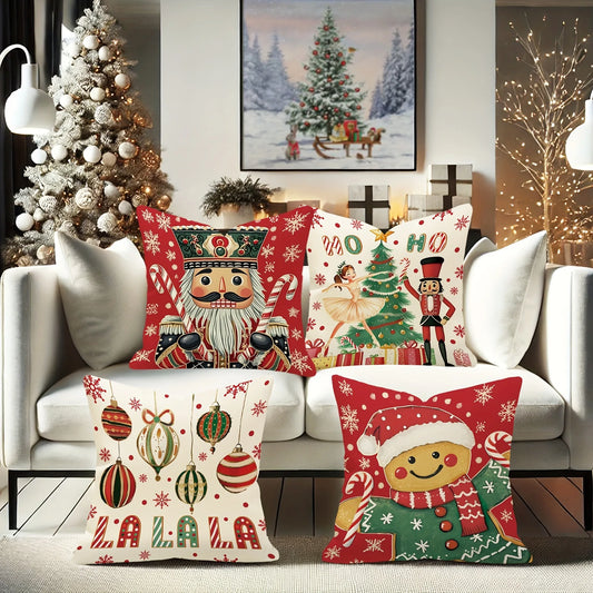 Festive Christmas Pillowcases – Nutcracker, Gingerbread & Ornament Print