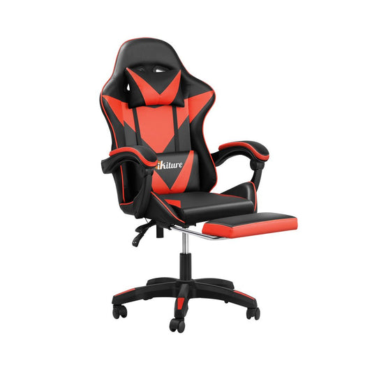Gaming Chair with Footrest and Massage Pillow Black and Red - Buy Online at Bargain Bay Australia