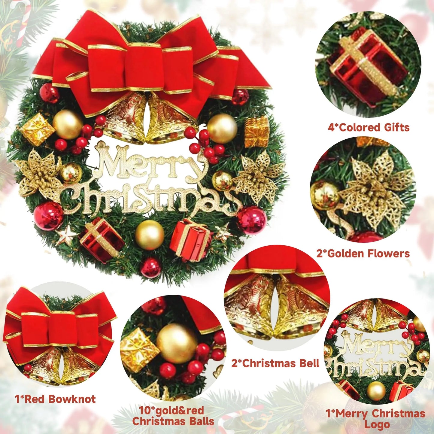 Handmade Simulation Christmas Wreath – Holiday Door & Window Decor - Buy Online at Bargain Bay Australia
