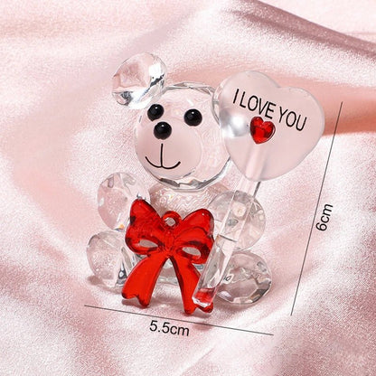 “I Love You” Crystal Bear with Rose Flowers – Valentine’s Day Gift - Buy Online at Bargain Bay Australia