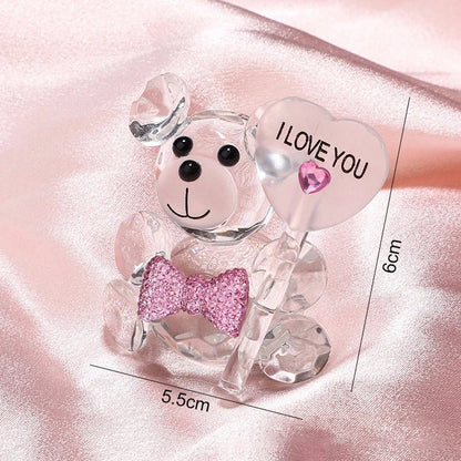 “I Love You” Crystal Bear with Rose Flowers – Valentine’s Day Gift - Buy Online at Bargain Bay Australia