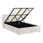 King Bed Frame with Gas Lift Storage Base White Boucle - Buy Online at Bargain Bay Australia