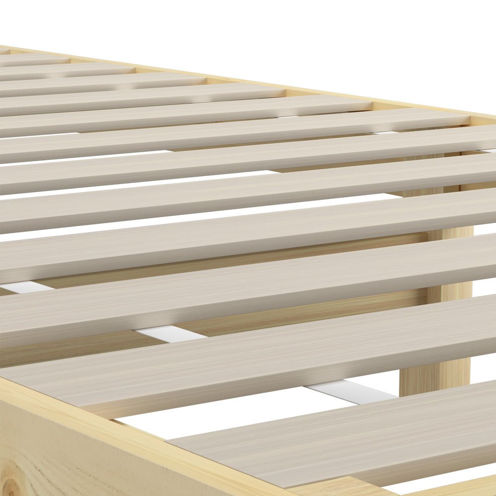 King Single Bed Frame Pine Wood Bed Base - Buy Online at Bargain Bay Australia
