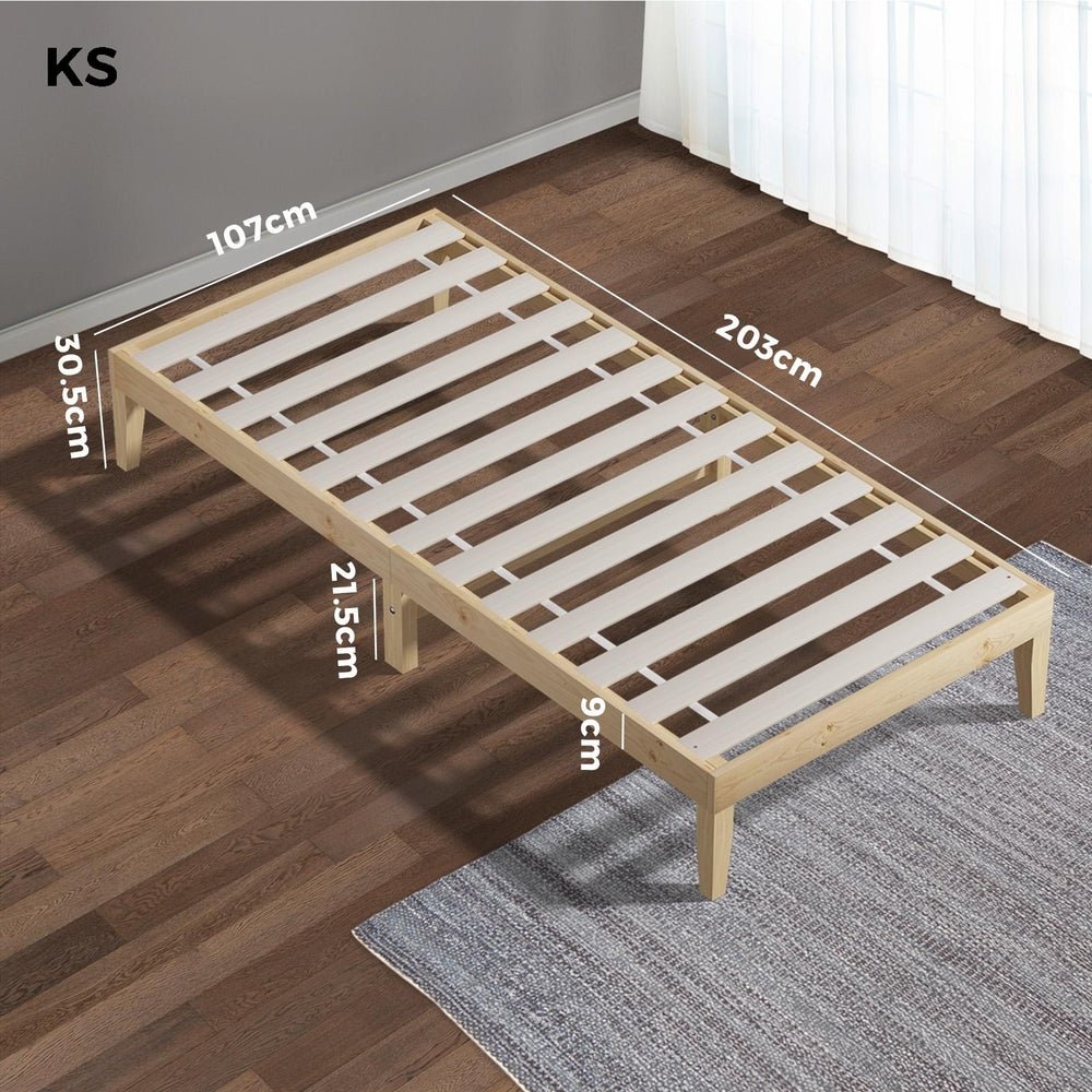 King Single Bed Frame Pine Wood Bed Base - Buy Online at Bargain Bay Australia