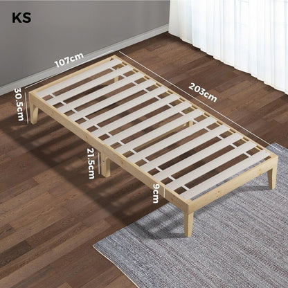 King Single Bed Frame Pine Wood Bed Base - Buy Online at Bargain Bay Australia