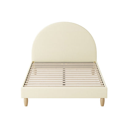 King Single Bed Frame with Arched Bedhead Beige Fabric - Buy Online at Bargain Bay Australia