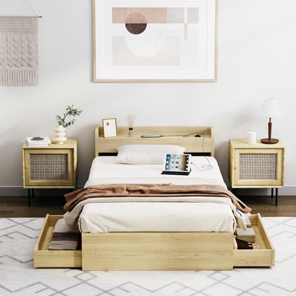 King Single Bed Frame with Two Drawers and Charging Ports - Buy Online at Bargain Bay Australia