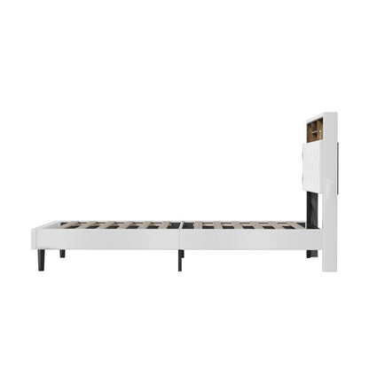 King Single Size White Bed Frame with LED Storage Bedhead - Buy Online at Bargain Bay Australia