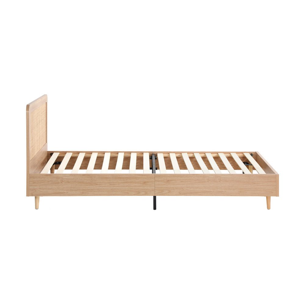 King Single Wooden Bed Frame with Rattan Headboard - Buy Online at Bargain Bay Australia