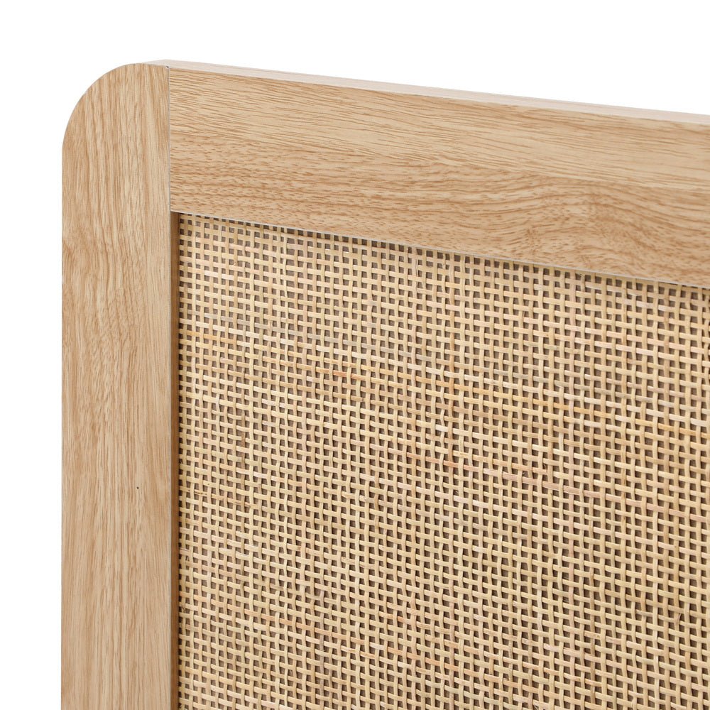 King Single Wooden Bed Frame with Rattan Headboard - Buy Online at Bargain Bay Australia