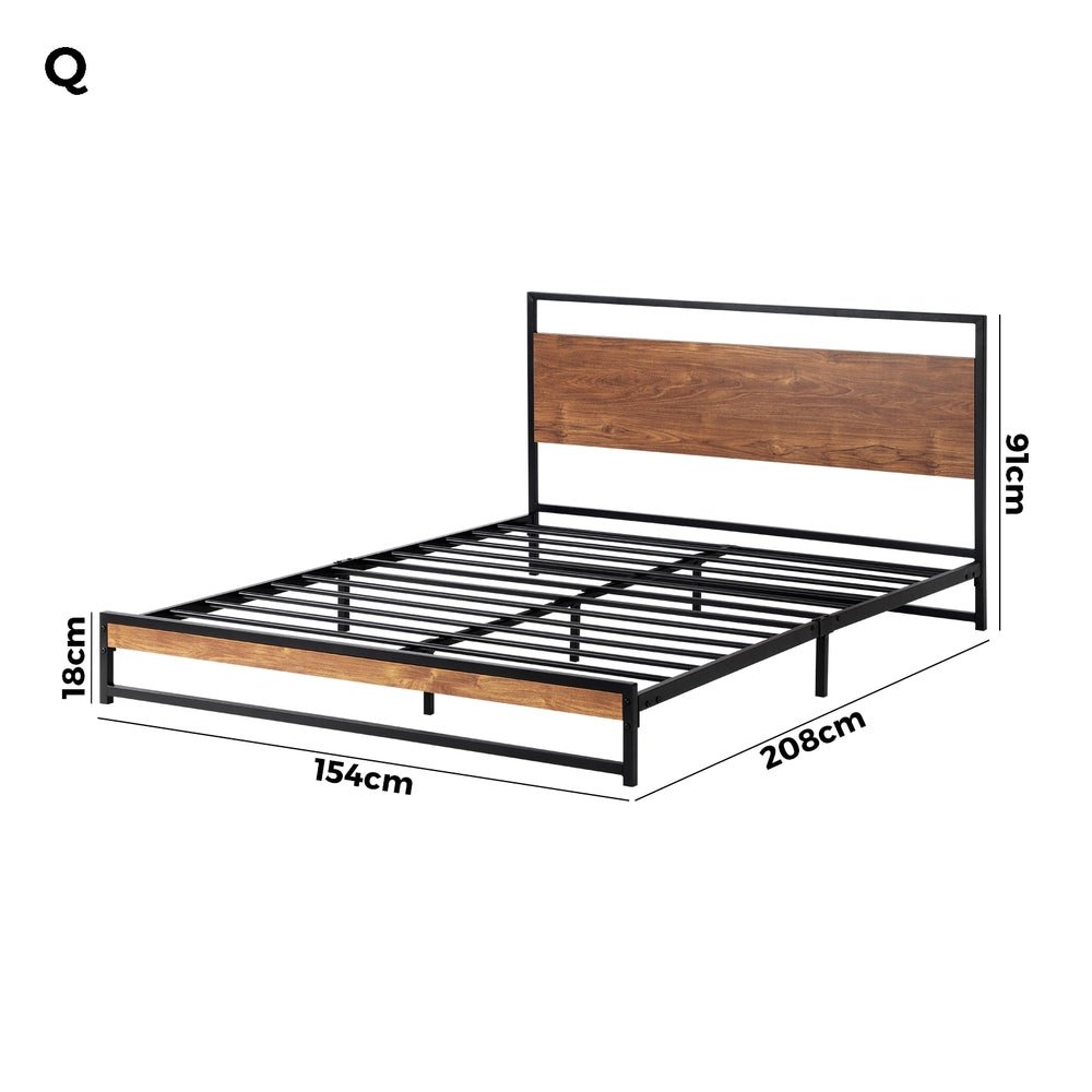 Metal Bed Frame Queen Size Wooden - Buy Online at Bargain Bay Australia
