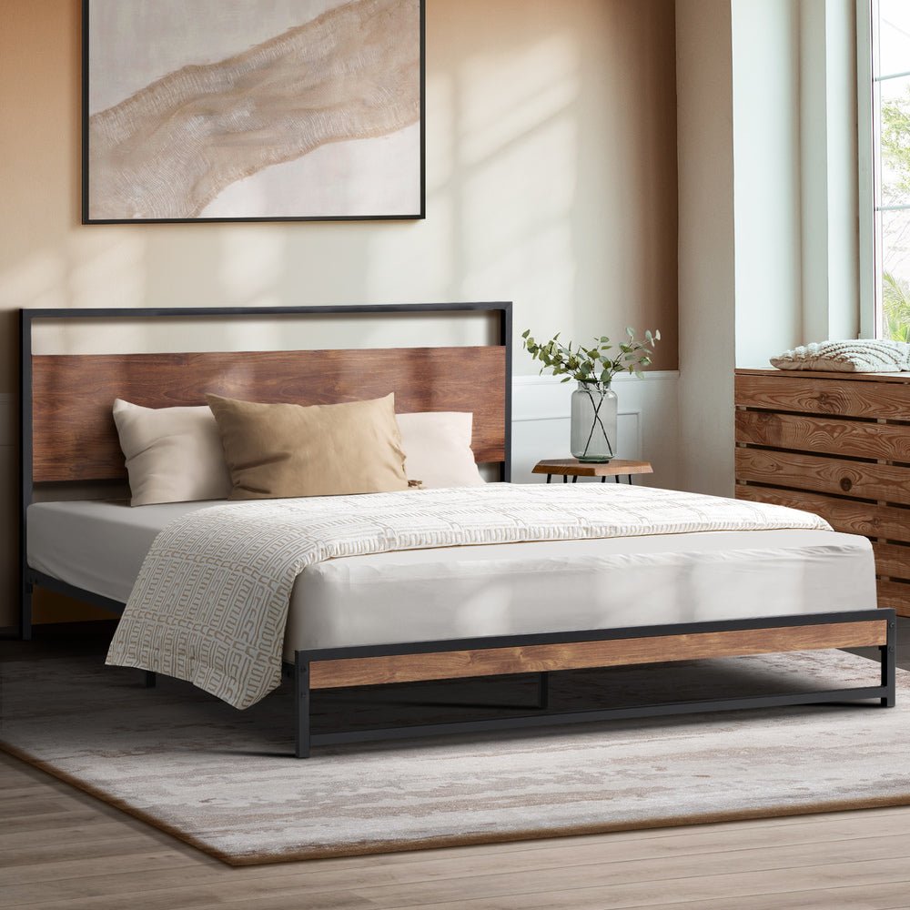 Metal Bed Frame Queen Size Wooden - Buy Online at Bargain Bay Australia