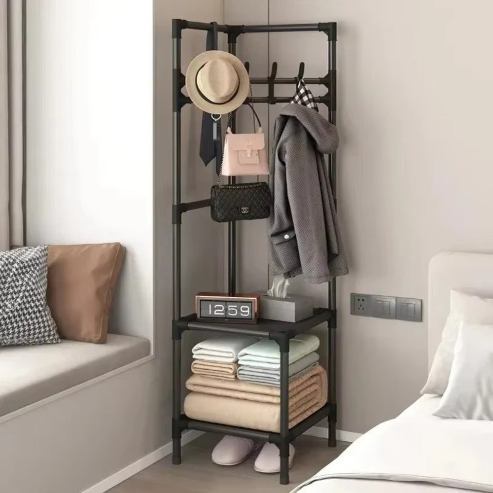 Multifunction Multi - Layer Floor Standing Corner Hanger Clothing Storage Shelf - Buy Online at Bargain Bay Australia