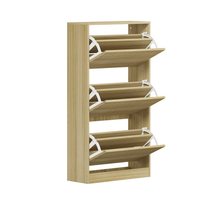 Natural Shoe Rack Storage Cabinet with 3 Compartments - Buy Online at Bargain Bay Australia