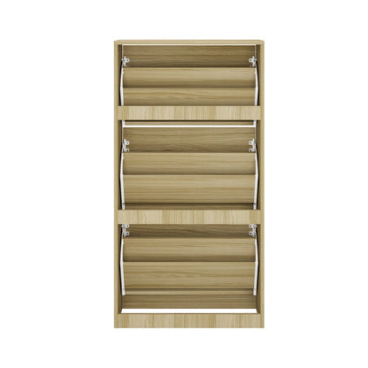 Natural Shoe Rack Storage Cabinet with 3 Compartments - Buy Online at Bargain Bay Australia
