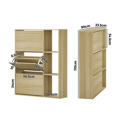 Natural Shoe Rack Storage Cabinet with Display Shelves - Buy Online at Bargain Bay Australia