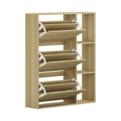 Natural Shoe Rack Storage Cabinet with Display Shelves - Buy Online at Bargain Bay Australia