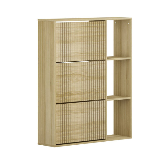 Natural Shoe Rack Storage Cabinet with Display Shelves - Buy Online at Bargain Bay Australia