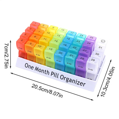 Portable Pill Organizer – 32-Grid Monthly Medicine & Supplement Box