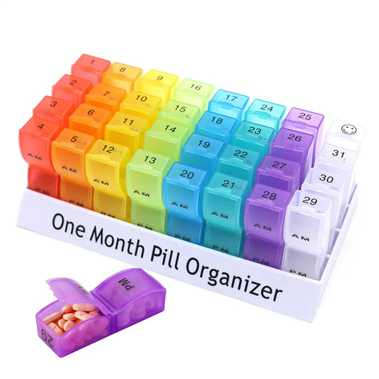Portable Pill Organizer – 32-Grid Monthly Medicine & Supplement Box