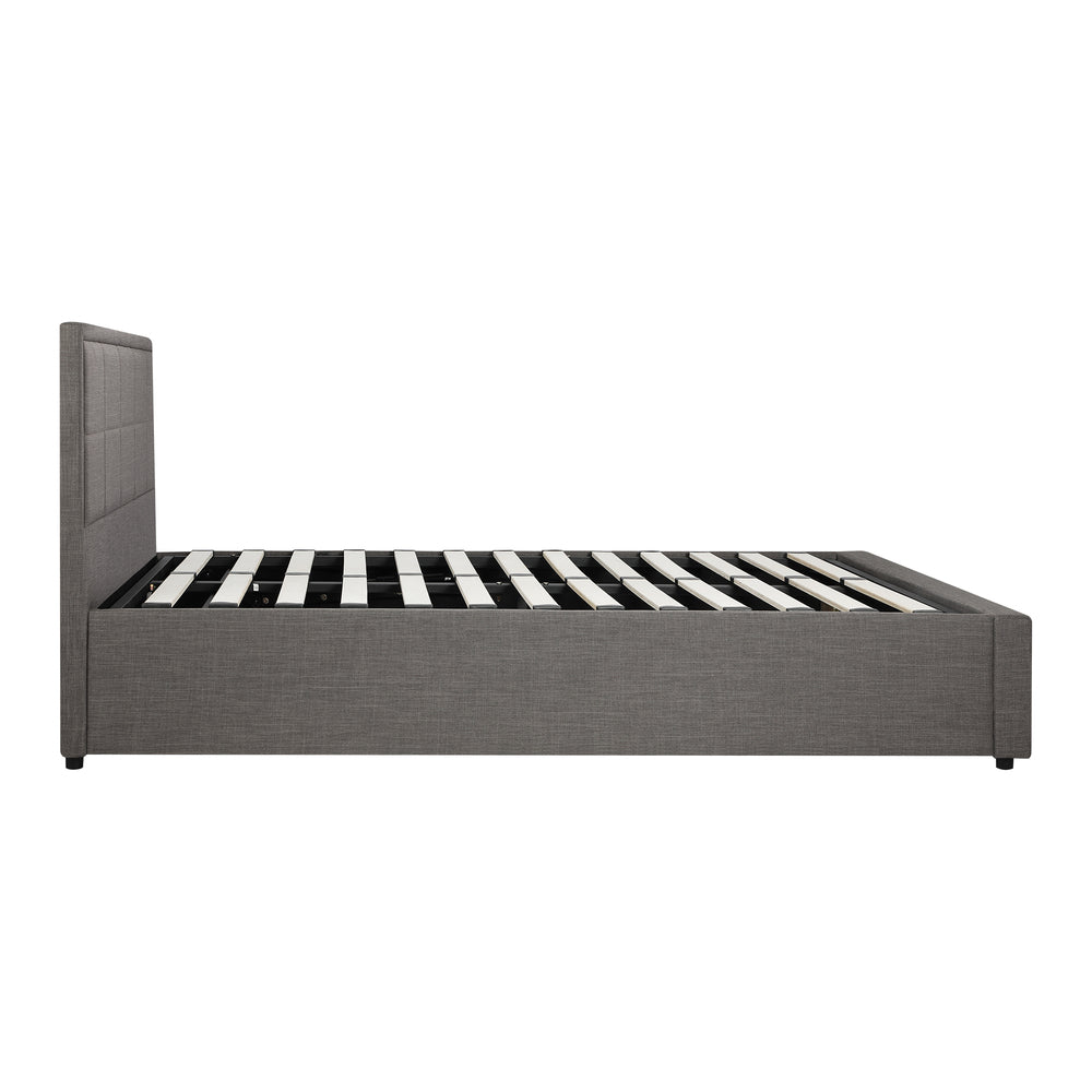 Queen Bed Frame with Gas Lift Storage Base Fabric Grey - Buy Online at Bargain Bay Australia
