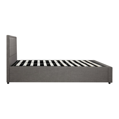 Queen Bed Frame with Gas Lift Storage Base Fabric Grey - Buy Online at Bargain Bay Australia