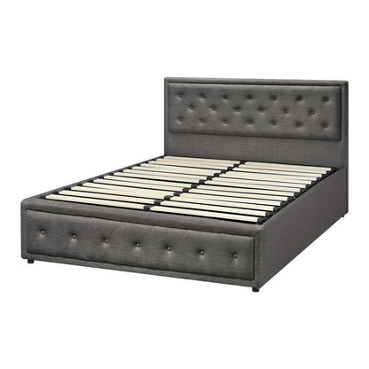 Queen Bed Frame with Gas Lift Storage Base Grey - Buy Online at Bargain Bay Australia