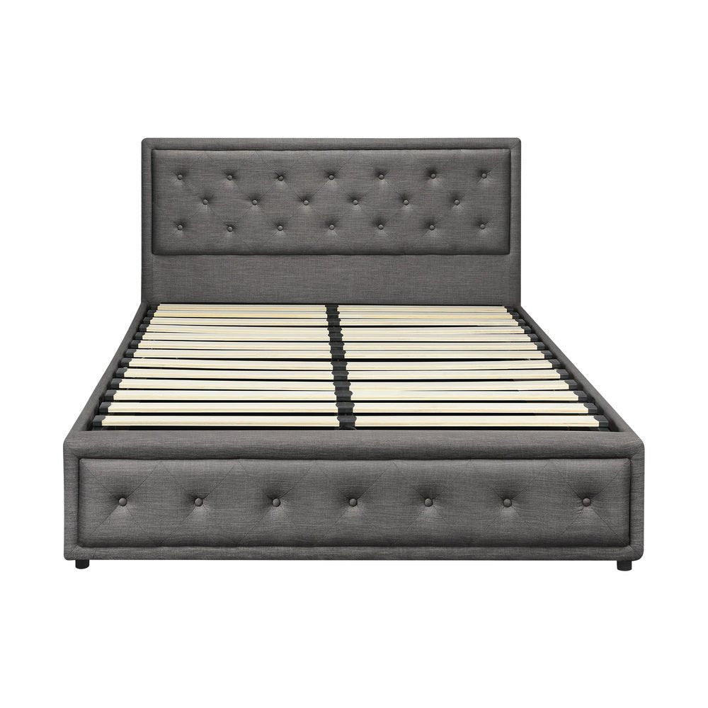 Queen Bed Frame with Gas Lift Storage Base Grey - Buy Online at Bargain Bay Australia