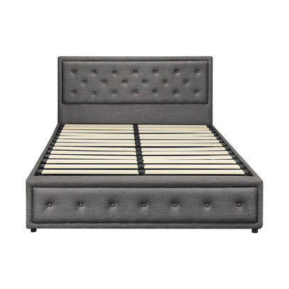 Queen Bed Frame with Gas Lift Storage Base Grey - Buy Online at Bargain Bay Australia