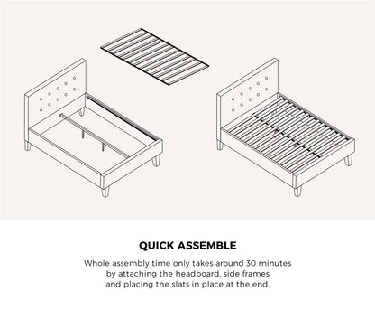 Queen Bed Frame Wooden Fabric Grey - Buy Online at Bargain Bay Australia