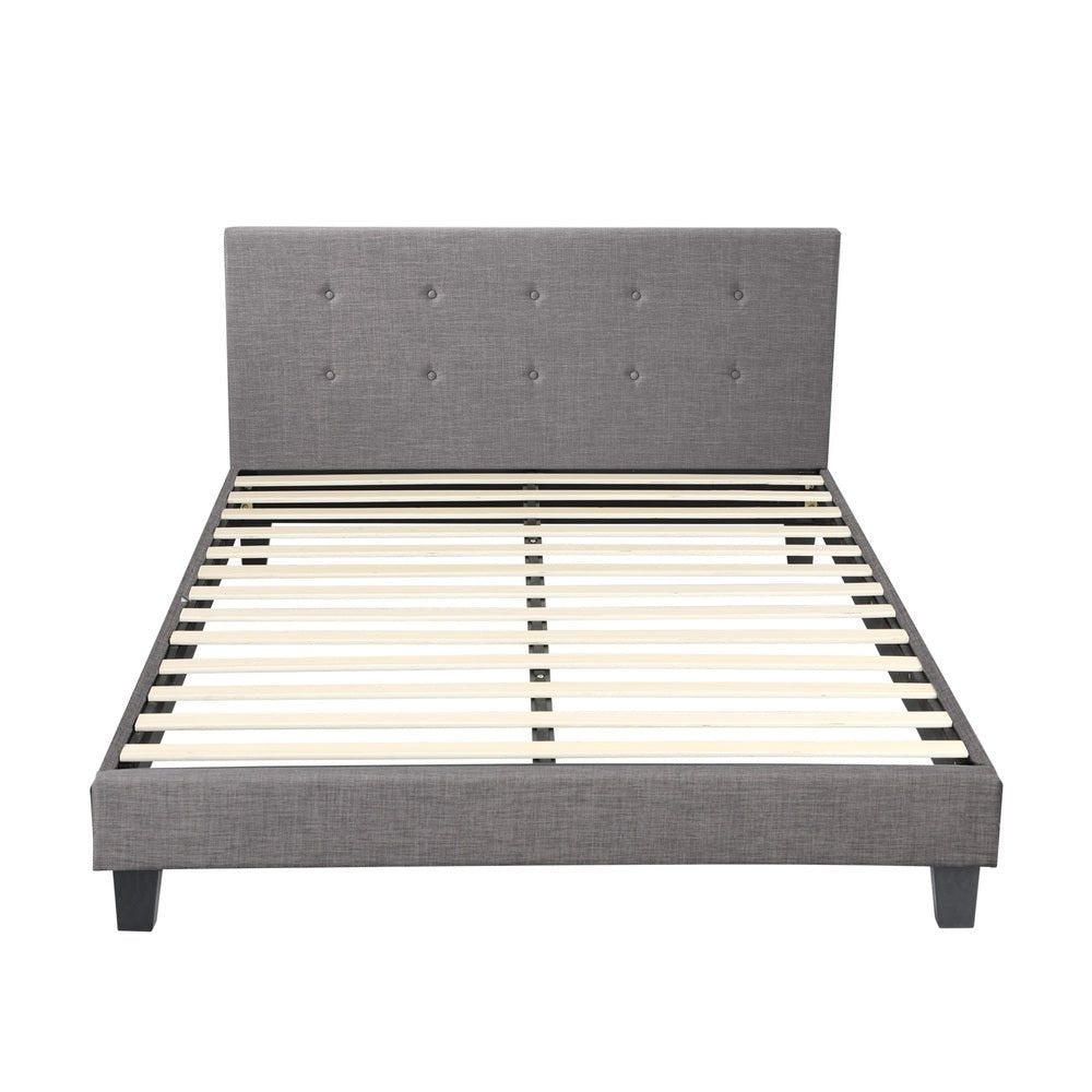 Queen Bed Frame Wooden Fabric Grey - Buy Online at Bargain Bay Australia