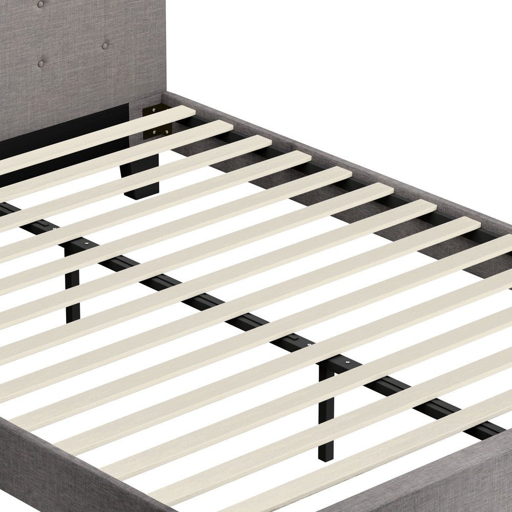 Queen Bed Frame Wooden Fabric Grey - Buy Online at Bargain Bay Australia