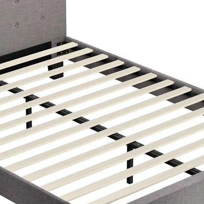 Queen Bed Frame Wooden Fabric Grey - Buy Online at Bargain Bay Australia