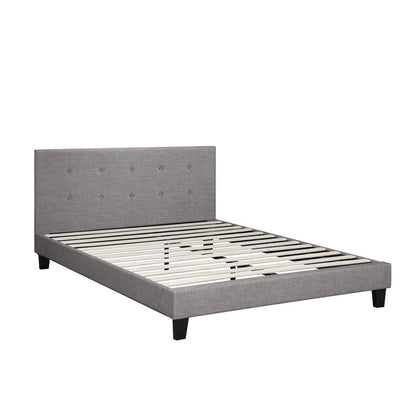 Queen Bed Frame Wooden Fabric Grey - Buy Online at Bargain Bay Australia