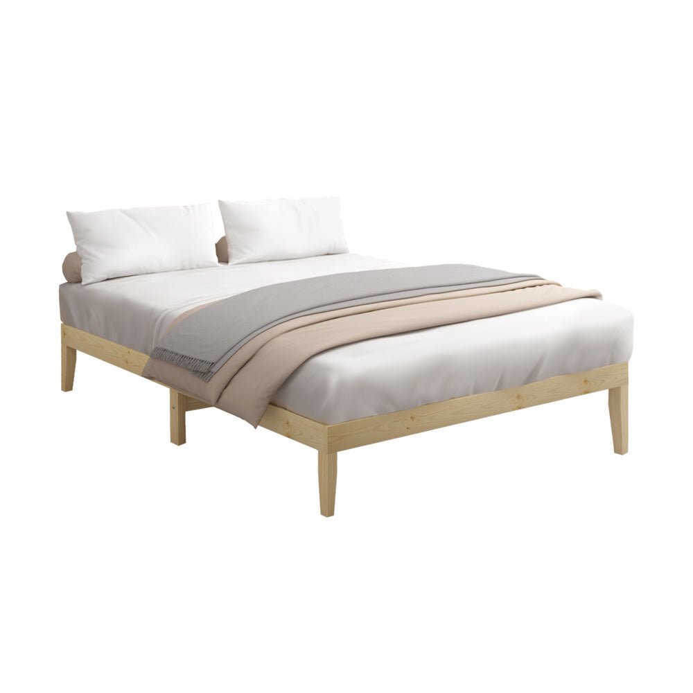 Queen Size Bed Frame Pine Wood Bed Base - Buy Online at Bargain Bay Australia