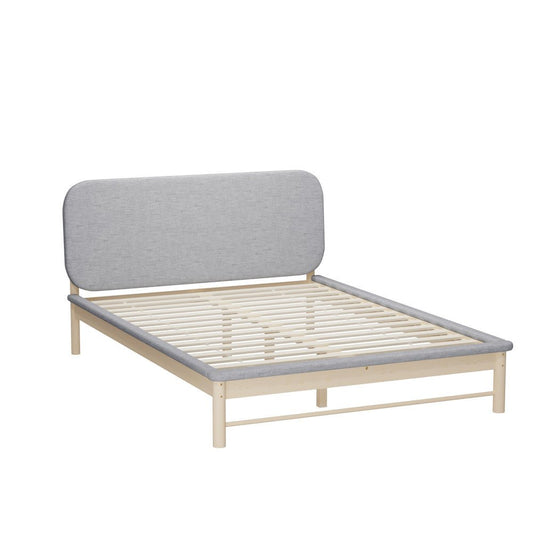 Queen Size Wooden Bed Frame with Padded Fabric Edges and Headboard - Buy Online at Bargain Bay Australia