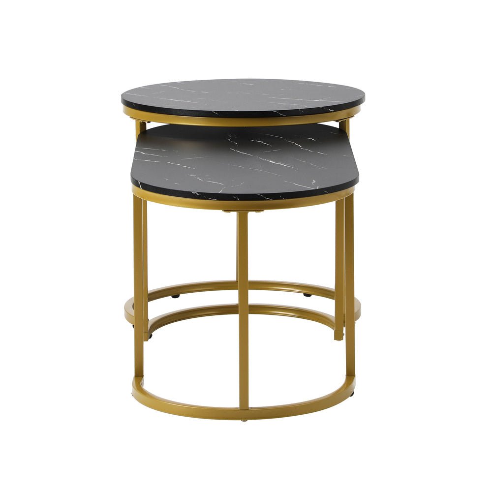 Set of 2 Black and Gold Coffee Tables with Marble Effect - Buy Online at Bargain Bay Australia