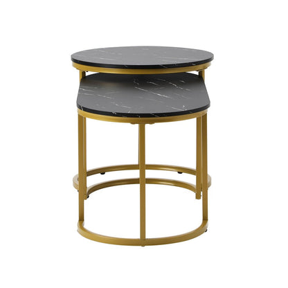 Set of 2 Black and Gold Coffee Tables with Marble Effect - Buy Online at Bargain Bay Australia