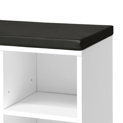 Shoe Bench with Leather Seat 105cm Black and White - Buy Online at Bargain Bay Australia