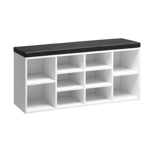 Shoe Bench with Leather Seat 105cm Black and White - Buy Online at Bargain Bay Australia