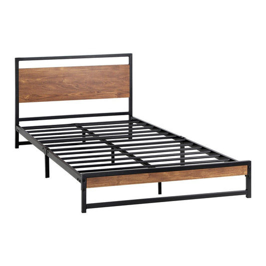 Single Size Metal Bed Frame with Wood Platform - Buy Online at Bargain Bay Australia