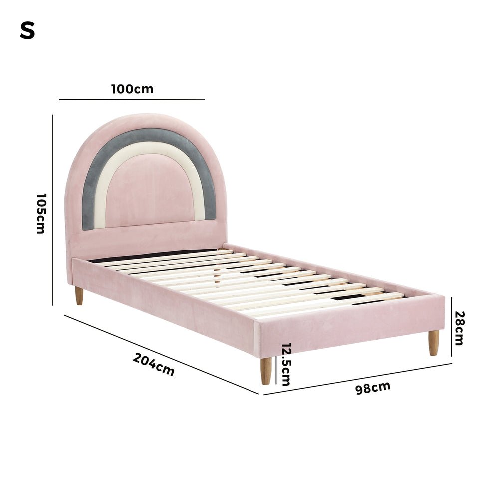 Single Size Pink Velvet Kids Bed Frame - Buy Online at Bargain Bay Australia