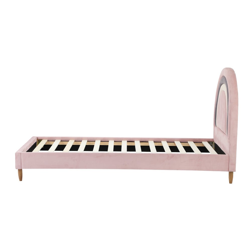 Single Size Pink Velvet Kids Bed Frame - Buy Online at Bargain Bay Australia