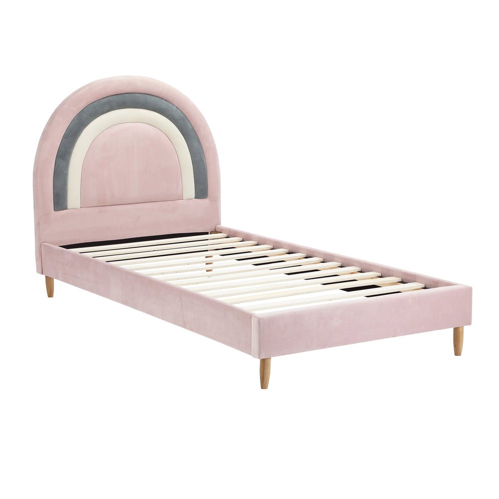 Single Size Pink Velvet Kids Bed Frame - Buy Online at Bargain Bay Australia