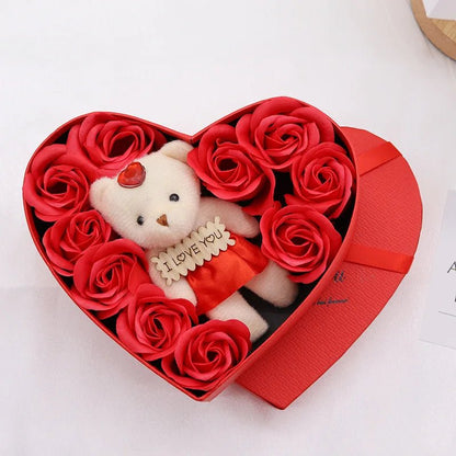 Valentine’s Day Rose Bear Gift Box – Elegant Soap Flower Gift - Buy Online at Bargain Bay Australia