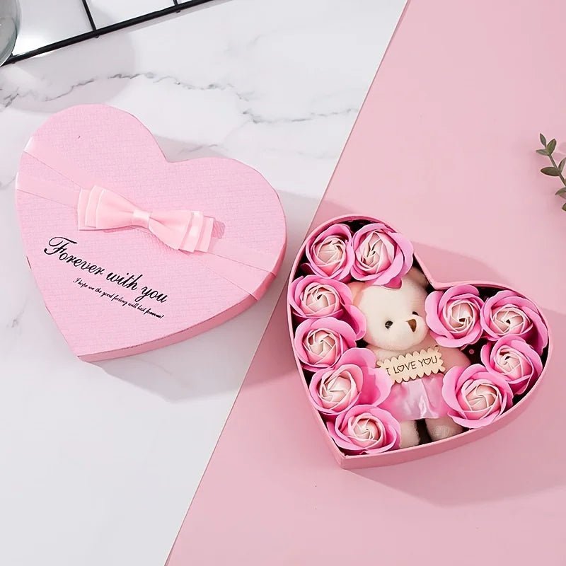 Valentine’s Day Rose Bear Gift Box – Elegant Soap Flower Gift - Buy Online at Bargain Bay Australia