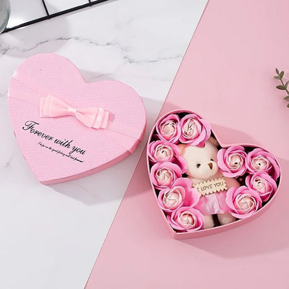 Valentine’s Day Rose Bear Gift Box – Elegant Soap Flower Gift - Buy Online at Bargain Bay Australia