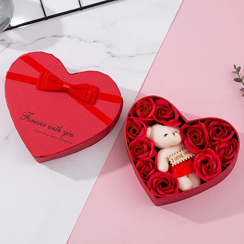 Valentine’s Day Rose Bear Gift Box – Elegant Soap Flower Gift - Buy Online at Bargain Bay Australia