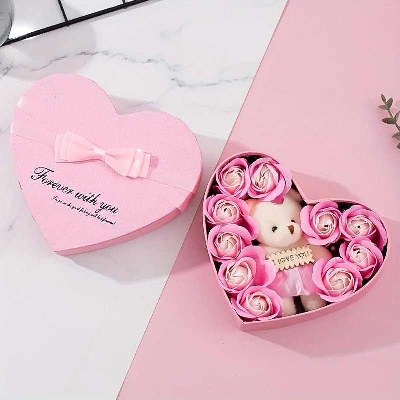 Valentine’s Day Rose Bear Gift Box – Elegant Soap Flower Gift - Buy Online at Bargain Bay Australia